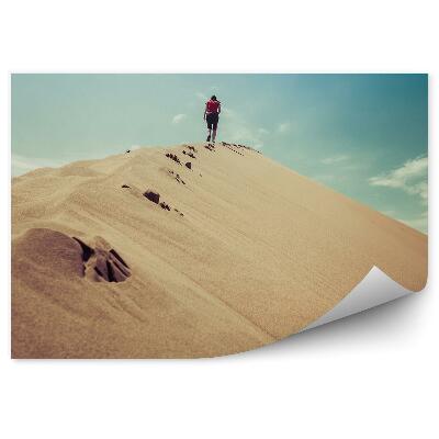 Fototapeta Dievča Púštne Duny Kazachstan Obloha Mraky