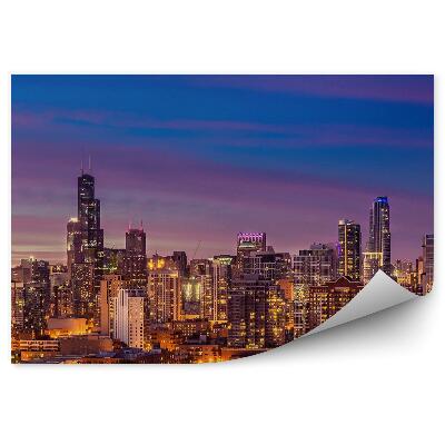 Fototapeta na stenu Mrakodrapy svetlá západ slnka noc