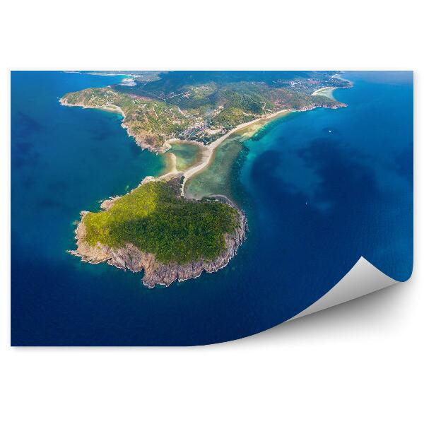 Fototapeta Panoramatický Pohľad Z Vtáčej Perspektívy Tropický Ostrov Koh Phangan Obloha Mraky Oceán