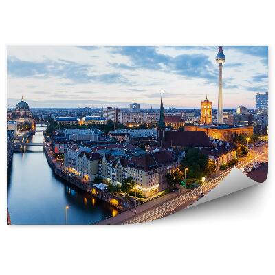 Fototapeta na stenu Pohľad z vtáčej perspektívy Berlín budovy cesty autá televízna veža