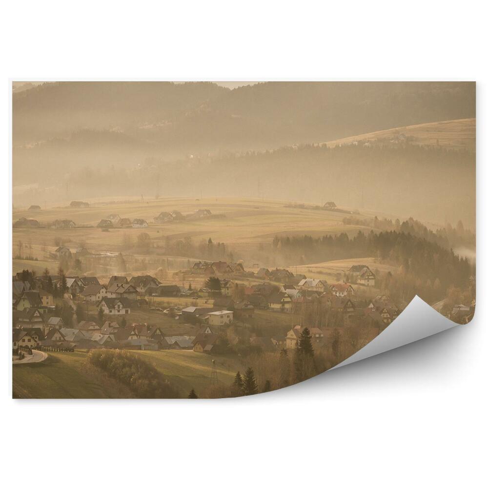 Fototapeta Mlhový pohľad pieniny cesta mesto stromy hory
