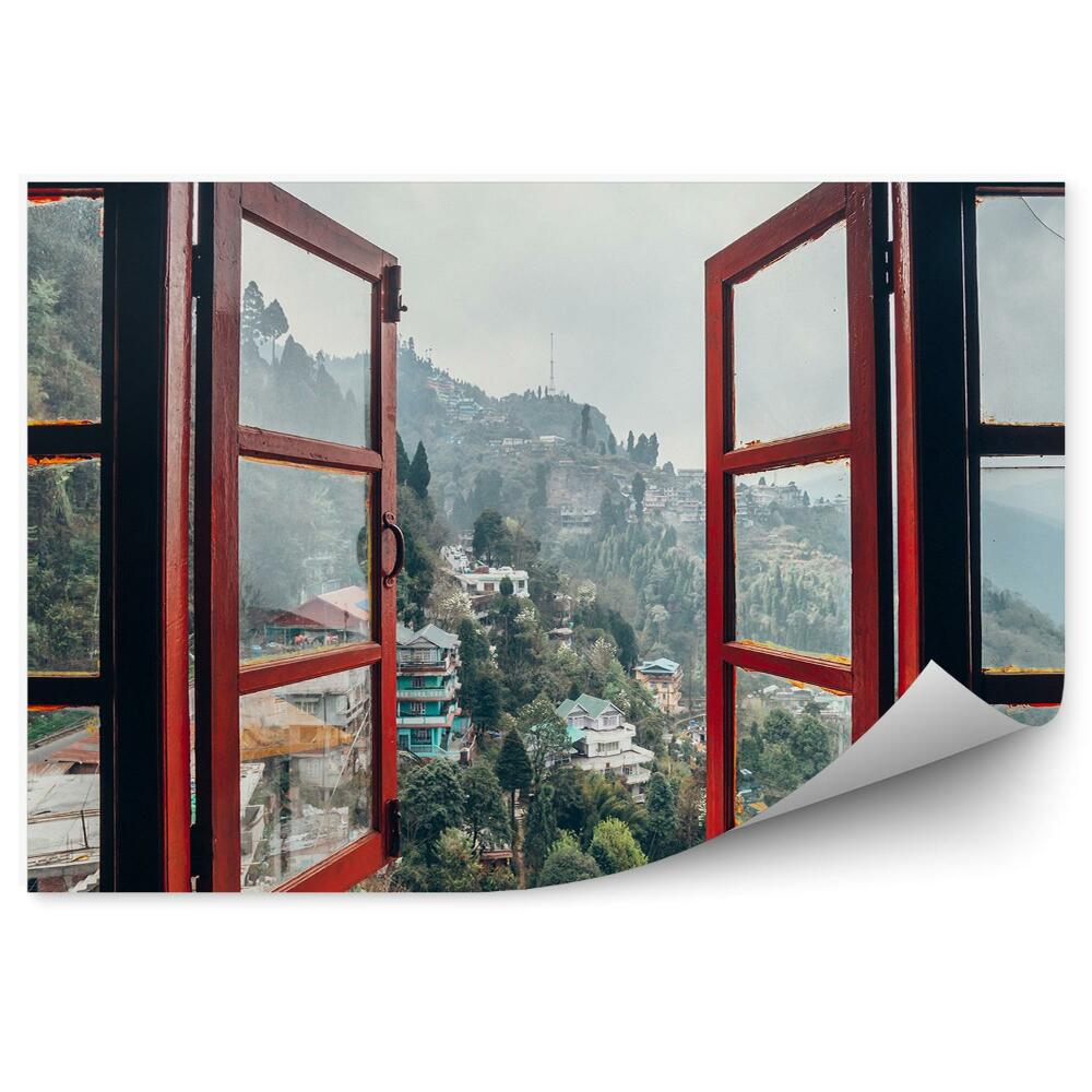 Fototapeta na stenu Staré okno mesto v horách