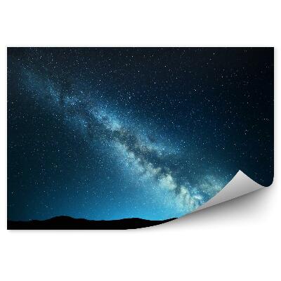 Fototapeta na stenu Nočná krajina s úžasnou mliečnou cestou modrej nočnej hviezdnej oblohy s kopcami