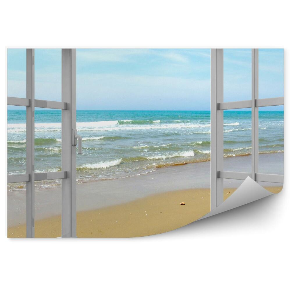Fototapeta na stenu Pláž a jemné vlny z otvoreného okna