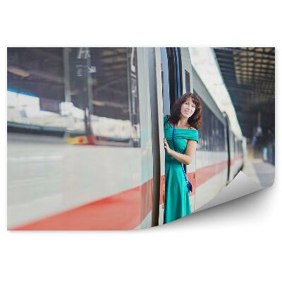 Fototapeta na stenu Mladá Žena Paríž Vlaková Stanica Nástupište