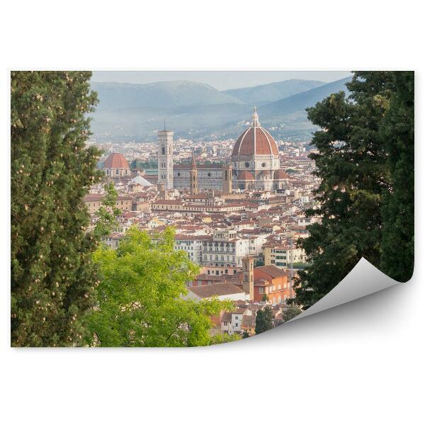 Fototapeta na stenu Florencia z vtáčej perspektívy katedrála Santa Maria del Fiore budovy stromy