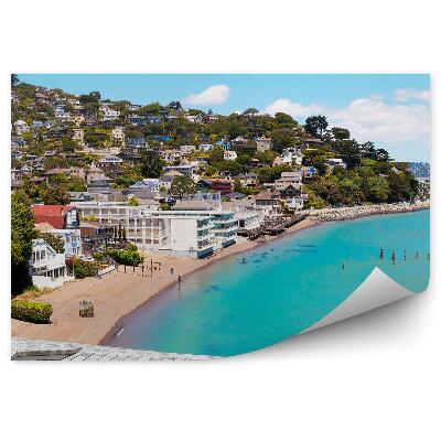 Fototapeta na stenu Nábrežia domy pláž oceán lode mraky kalifornia