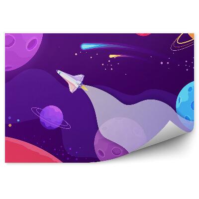 Fototapeta Fialový kozmos planéty vesmírna raketa