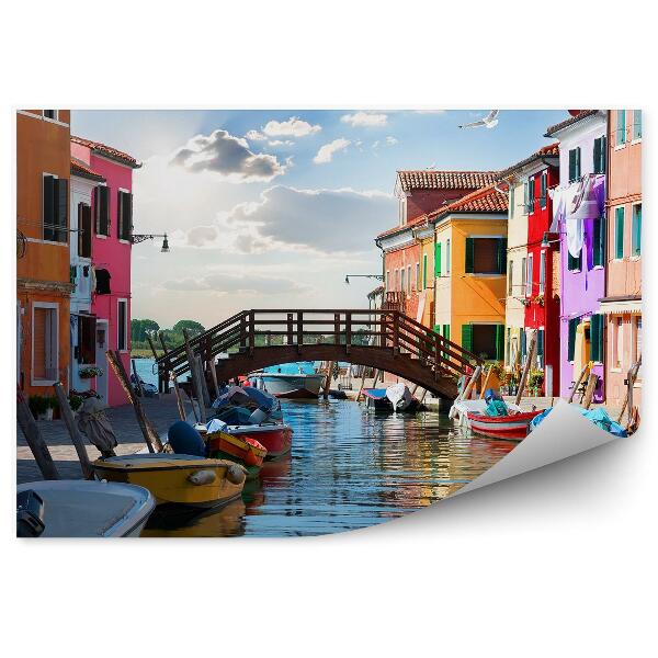 Fototapeta na stenu Burano rečni čolni barvite stavbe