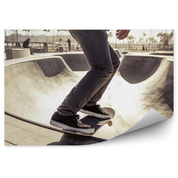 Fototapeta na stenu Skatepark klopi ljudje palme skateboard ekstremni šport