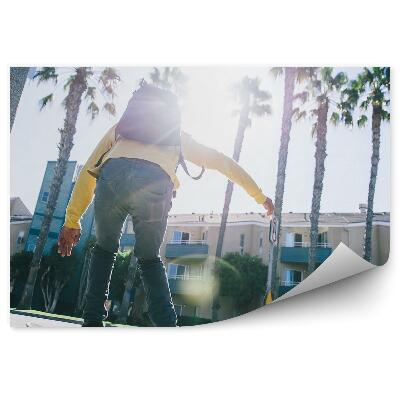 Fototapeta Skateboard stavba palme drevesa ulični znak šport