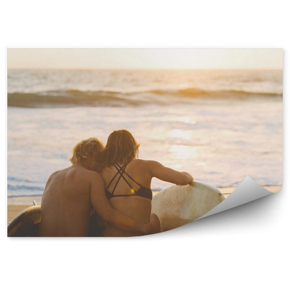 Fototapeta na stenu Pár Surferi Láska Pláž Randenie Breh Horizont