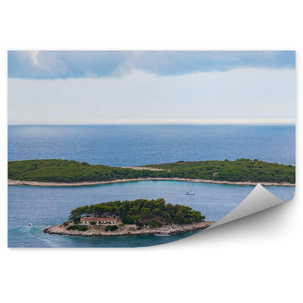Fototapeta Ostrovy Rastliny Budovy Jachty Oceán Obloha Mraky