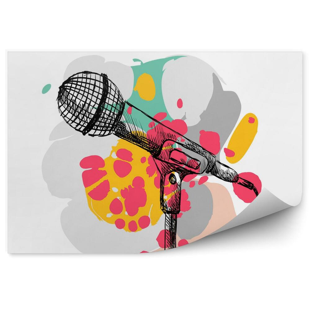 Fototapeta na stenu Náčrt mikrofónu na bielom pozadí s bodkami