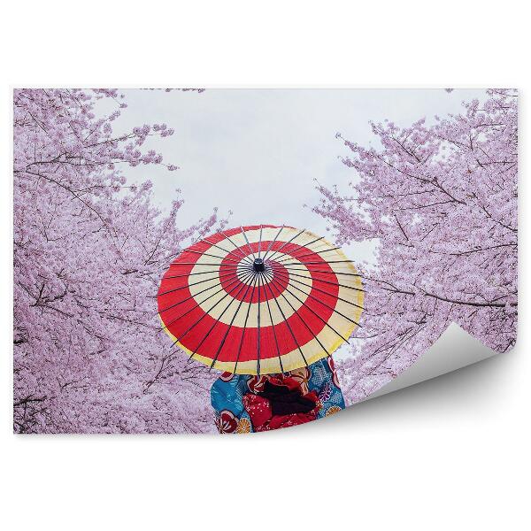 Fototapeta na stenu Sakura Kvitnúce Stromy Žena Prechádzka Park