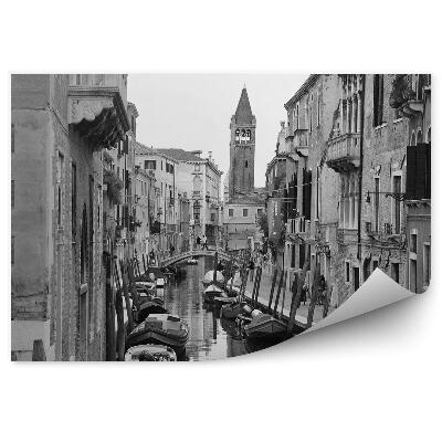 Fototapeta na stenu Sépia malý kanál Benátky Taliansko lode
