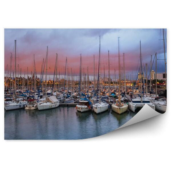 Fototapeta Port Vell lode viac západ slnka