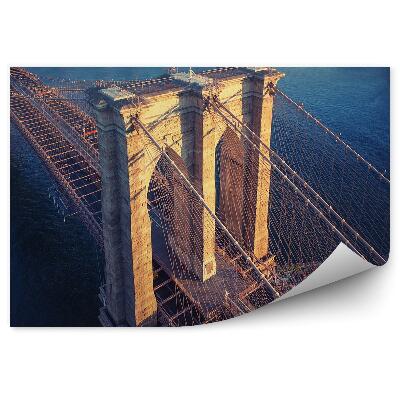 Fototapeta Vlajka na brooklynskom moste rieka mesto