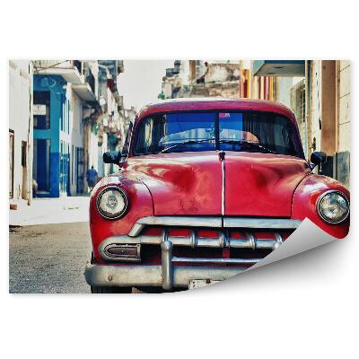 Fototapeta na stenu Historické červené auto zaparkované na ulici