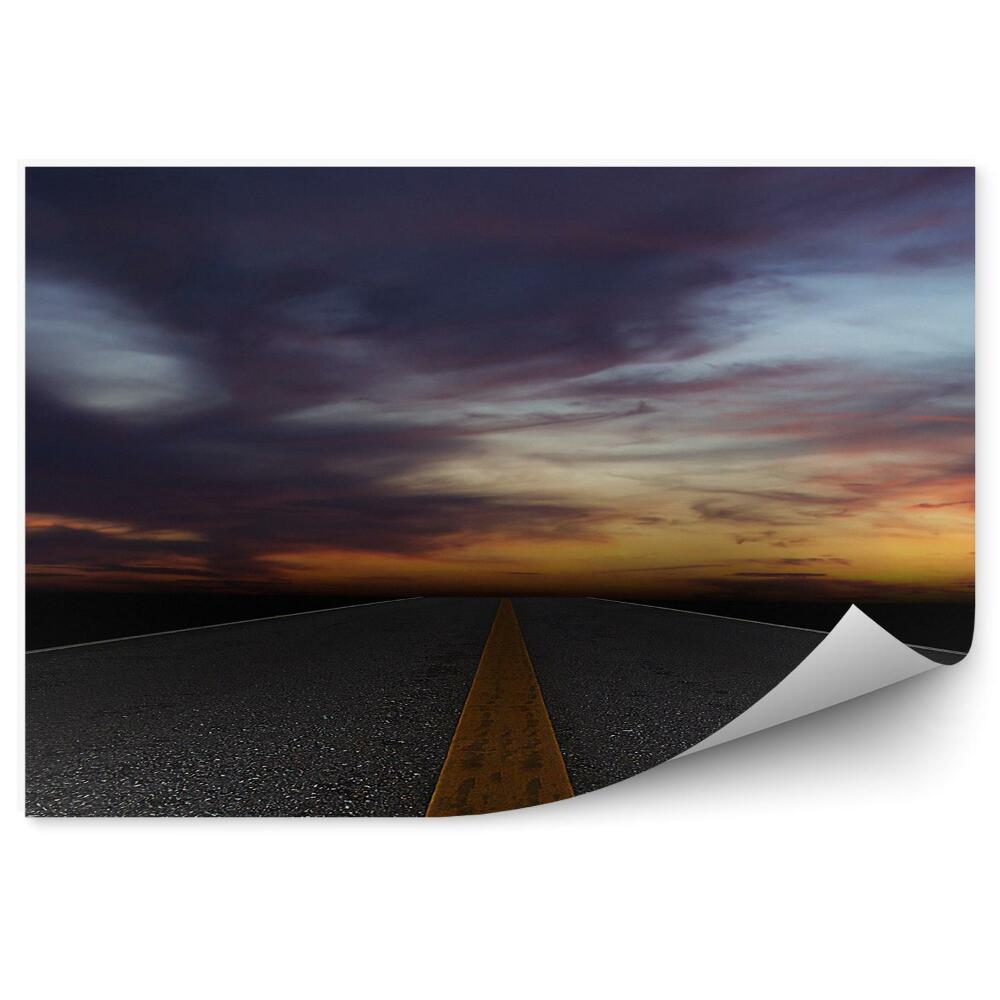 Fototapeta Nočni pogled cesta od blizu na asfaltu