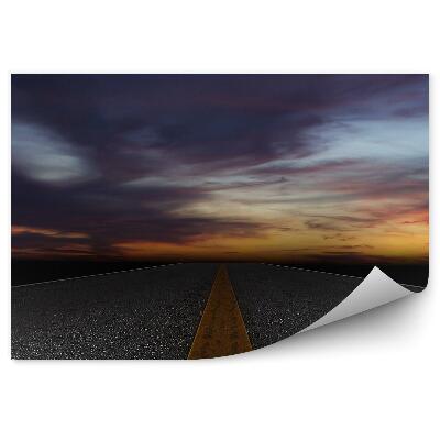 Fototapeta Nočni pogled cesta od blizu na asfaltu