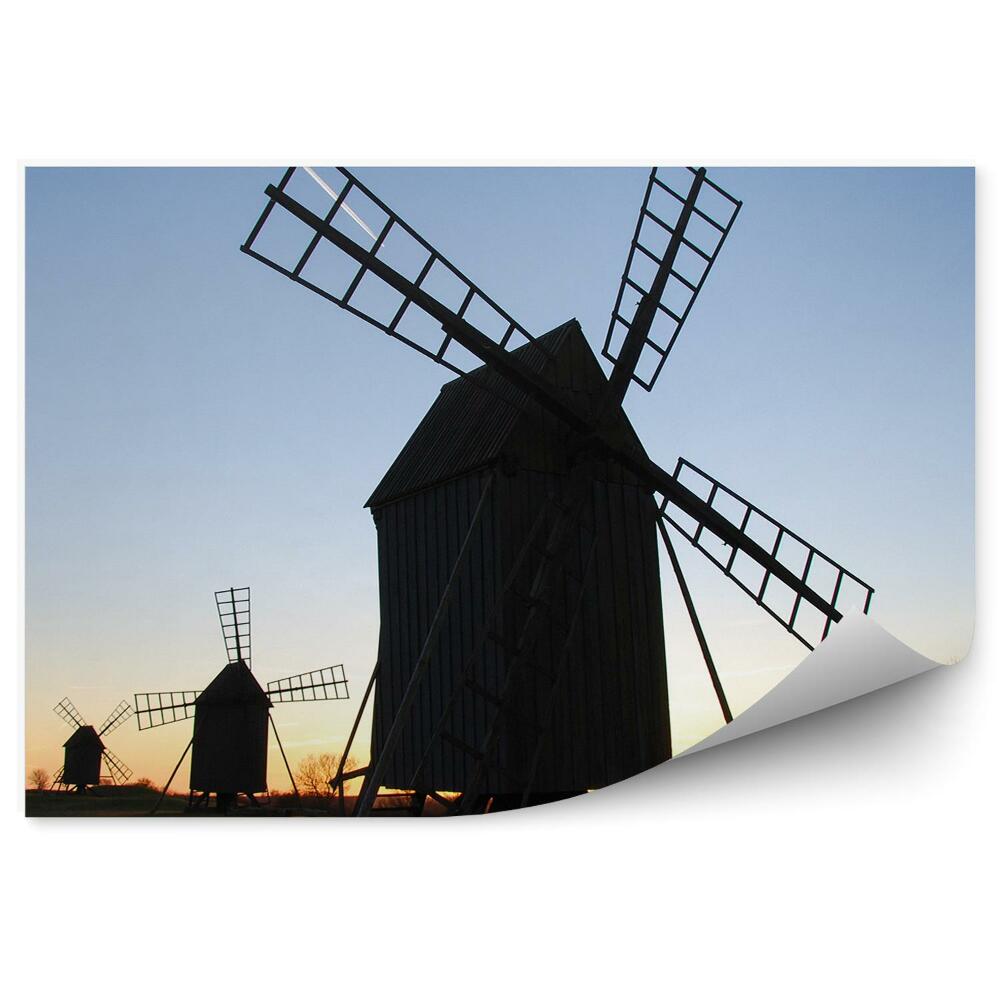 Fototapeta Stari leseni mlini na veter somrak