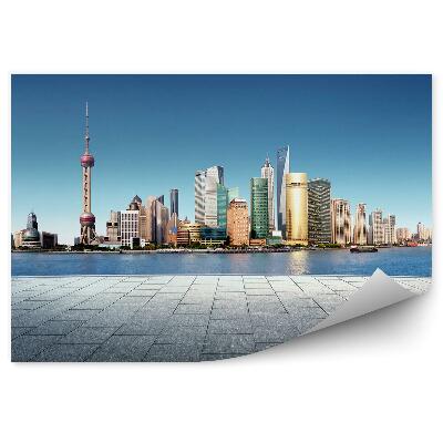 Fototapeta Šanghaj mrakodrapy panoráma mesta chodník oceán