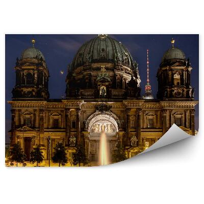 Fototapeta na stenu Berlínska katedrála fontána noc ľudia
