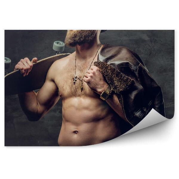 Fototapeta Bodybuilder skateboarder portret beton