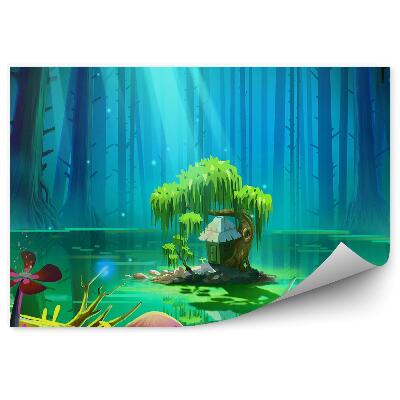 Fototapeta Jazero kvety les huby dom fantázie