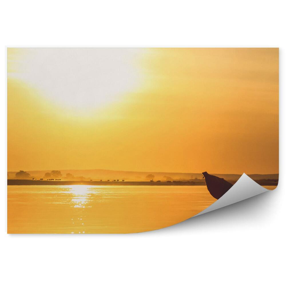 Fototapeta Pirogue Brazílske Jazero Západ Slnka Rastliny Zvieratá