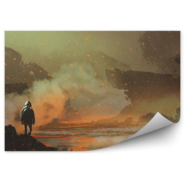 Fototapeta Astronaut planéta voda sopka láva