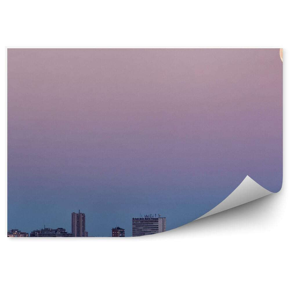 Fototapeta Budovy Mesto Madrid Stromy Mesačná Obloha