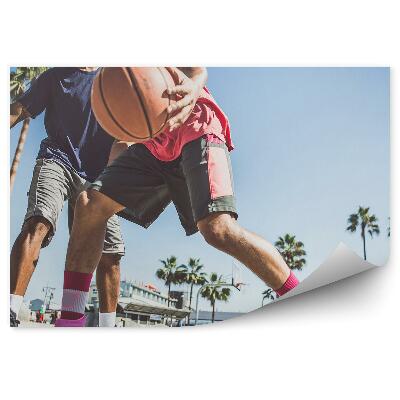 Fototapeta Igrišče za košarkarje z žogo palme stavba