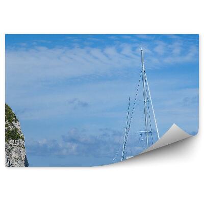 Fototapeta na stenu Biely katamarán modrý svah lagúny