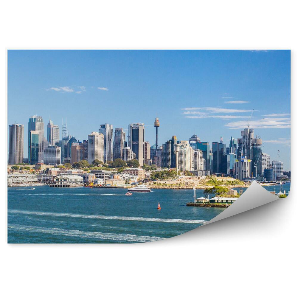 Fototapeta Mrakodrapy stromy lode oceán obloha mraky Sydney