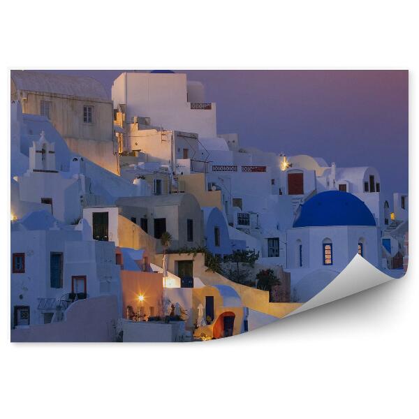 Fototapeta na stenu Pohľad z vtáčej perspektívy Santorini budovy Grécko noc