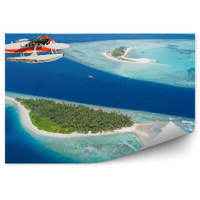 Fototapeta na stenu Lietadlo Letiace Nad Maledivskými Ostrovmi