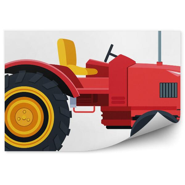 Fototapeta do detskej izby Červený nízky traktor na bielom pozadí