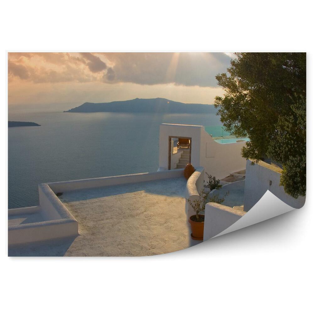 Fototapeta na stenu Biela architektúra stromy more obloha mraky