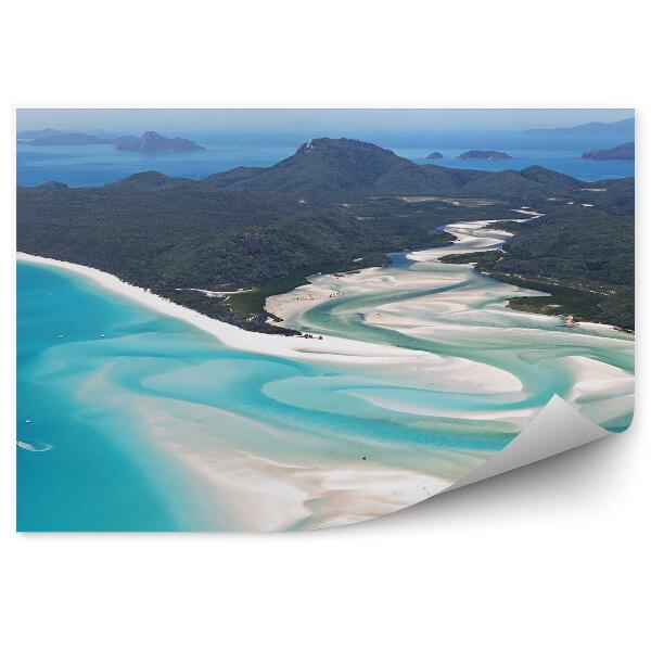 Fototapeta Letecký Pohľad Na Whitsundayské Ostrovy Hory Pláž Oceán Lode