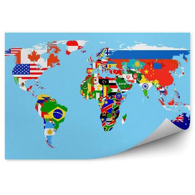Fototapeta Mapa sveta s vlajkami