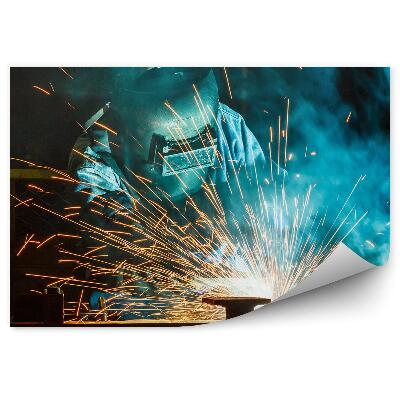 Fototapeta Delavec pri varjenju v tovarni avtomobilov