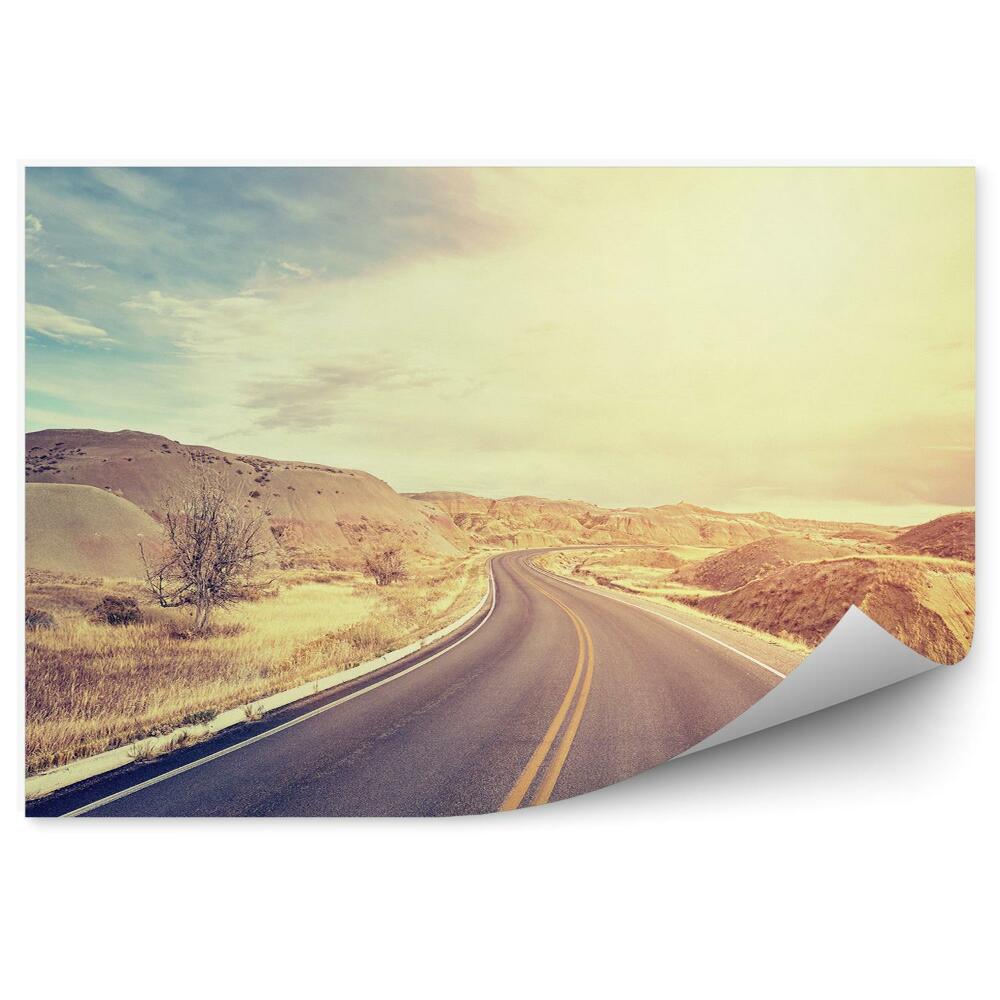 Fototapeta Avtocesta v puščavi ob sončnem zahodu