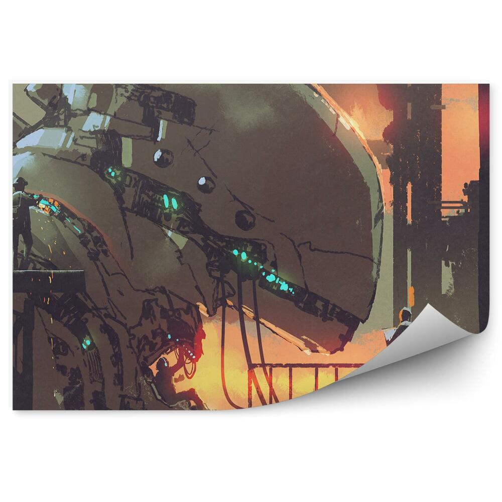 Fototapeta na stenu Futuristična tovarna velikih robotov pobarvana