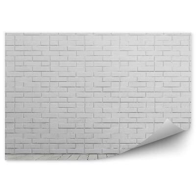 Fototapeta Biela tehlová stena a drevená podlaha