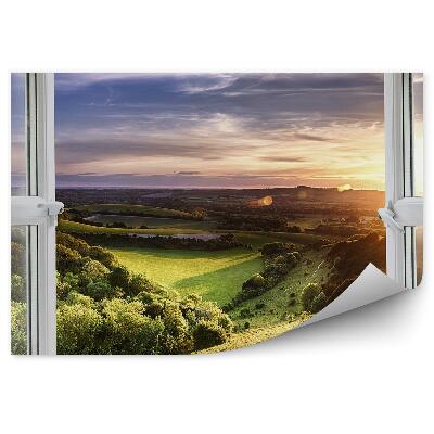 Fototapeta Zeleň na poľane výhľad z okna