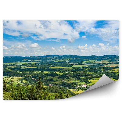 Fototapeta Zelená horská krajina dedina stromy