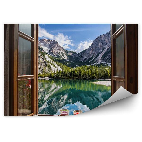 Fototapeta na stenu Pohľad z okna na horské jazero