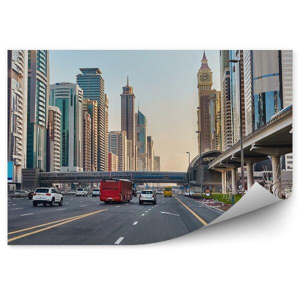 Fototapeta Mrakodrapy autá ulice mosty obloha dubaj